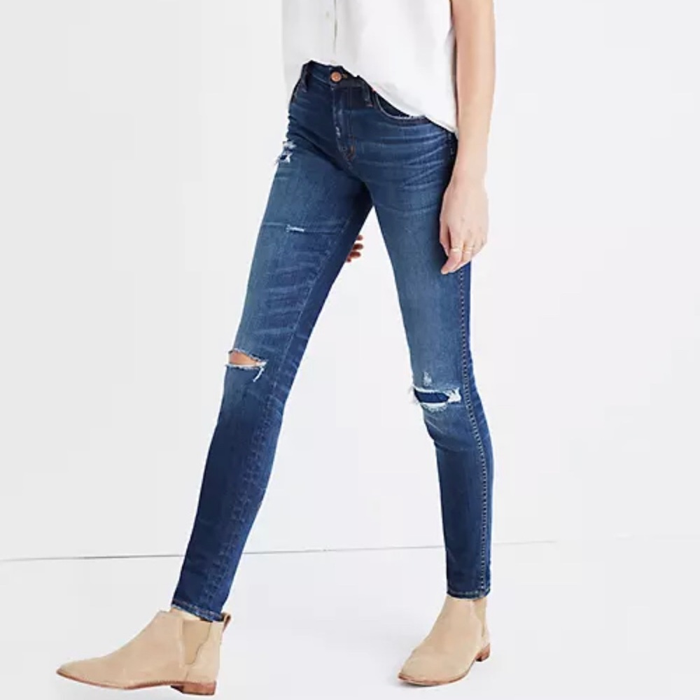Madewell Womens 9" High-Rise Skinny Jeans Ripped